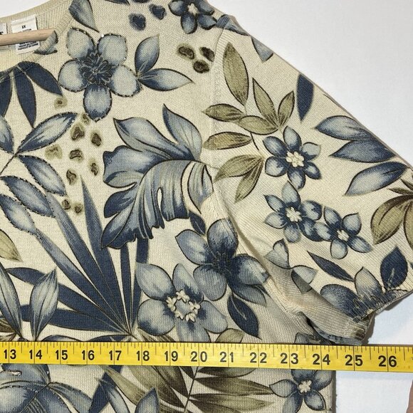 Alfred Dunner Women’s Vintage Knit Sweater Beaded Size 2X Floral Short Sleeves - Picture 6 of 8